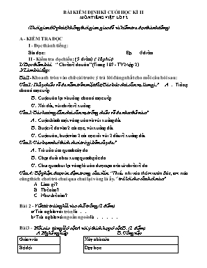 Bài kiểm định kì cuối học kì II môn tiếng Việt lớp 2 (thời gian 60 phút, không thời gian giao đề và kiểm tra đọc thành tiếng)