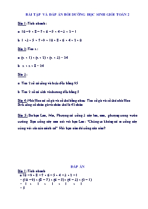 Bài tập và đáp án bồi dưỡng học sinh giỏi toán 2