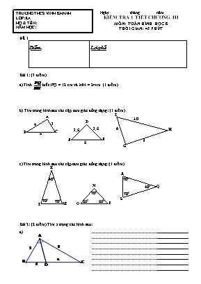 Kiểm tra 1 tiết chương III môn: Toán hình học