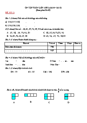 Ôn tập toán lớp 2 học kì 2 (2014 – 2015) (bao gồm 50 đề)