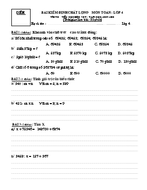 Bài kiểm định chất lượng môn toán - Lớp 4 trường tiểu học Bích Sơn - Năm học: 2009 - 2010 (thời gian làm bài : 35 phút)