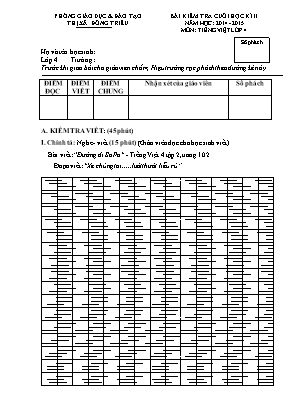 Bài kiểm tra cuối học kì 2 năm học: 2014 - 2015 môn: Tiếng Việt lớp 4