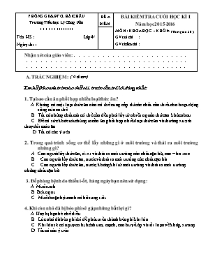 Bài kiểm tra cuối học kì I năm học 2015 - 201