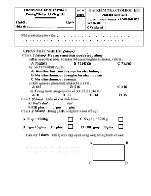 Bài kiểm tra cuối học kì I năm học 2015 - 201