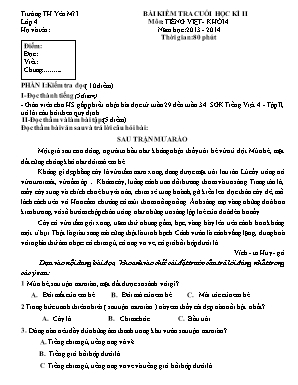 Bài kiểm tra cuối học kì II môn: Tiếng Việt - Khối 4 năm học: 2013 - 2014 thời gian: 80 phút