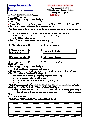 Bài kiểm tra cuối kì 2 năm học : 2015 - 2016