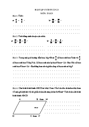 Bài tập cuối tuần 23 Môn: Toán học
