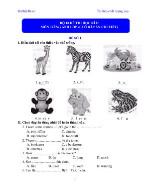 Bộ 10 đề thi học kì II môn tiếng Anh lớp 4 (c