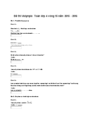 Đề 1 thi Violympic Toán lớp 4 vòng 15 năm 2015 - 2016