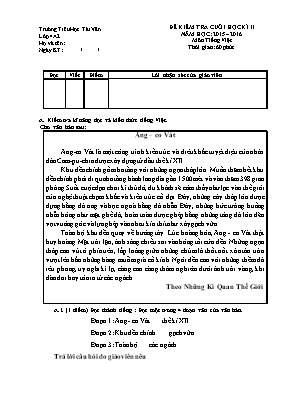 Đề kiểm tra cuối học kì II năm học: 2015 – 20