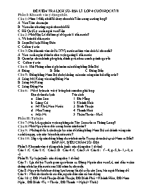 Đề kiểm tra lịch sử - Địa lí lớp 4 cuối học kì 2
