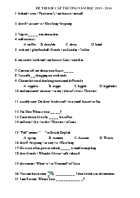 Đề thi IOE cấp trường năm học 2013 - 2014