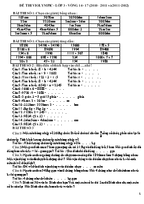 Đề thi violympic - Lớp 3 - Vòng 14 - 17 (2010 – 2011 và 2011 - 2012)