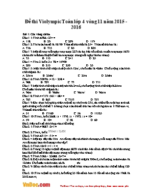 Đề thi Violympic Toán lớp 4 vòng 11 năm 2015 - 2016