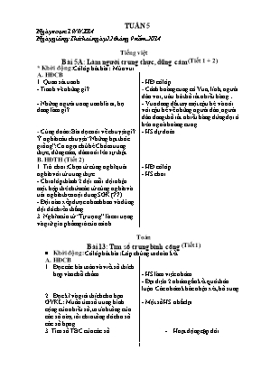 Giáo án lớp 4 - Tuần 5 năm học 2014