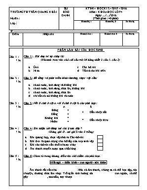 Kiểm tra điều kiện – Học kì 2 – 2015 – 2016 môn : Khoa học lớp 4 (thời gian : 40 phút)